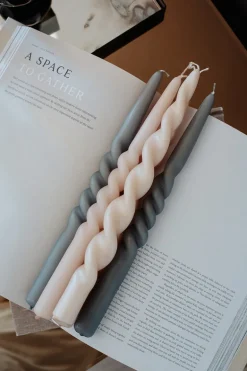 The Curly Candle Collection - Packed with 4 Pieces per box - Steel Grey Middle Curled