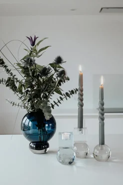 The Curly Candle Collection - Packed with 4 Pieces per box - Steel Grey Middle Curled