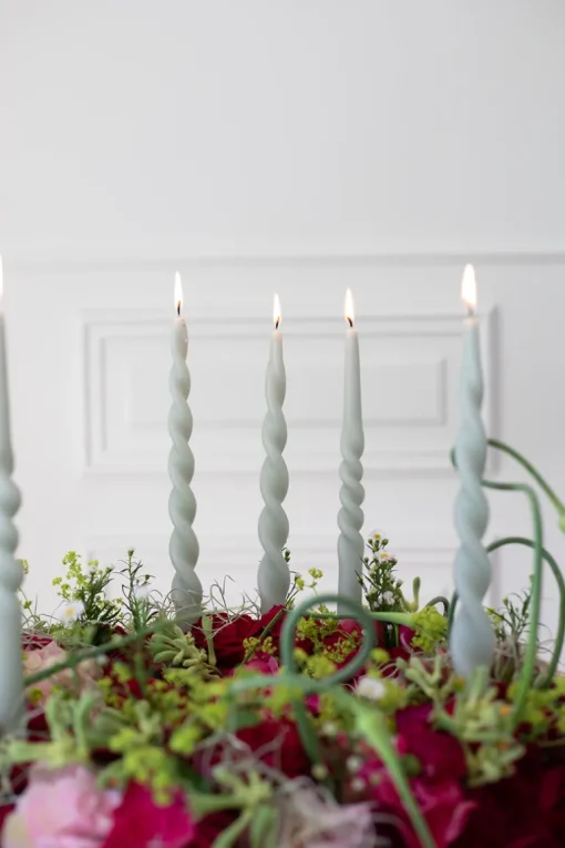The Curly Candle Collection - Packed with 4 Pieces per box - Essential Emerald Middle Curled