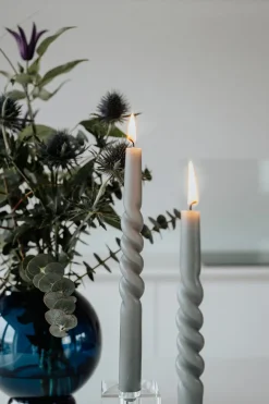The Curly Candle Collection - Packed with 4 Pieces per box - Steel Grey Middle Curled