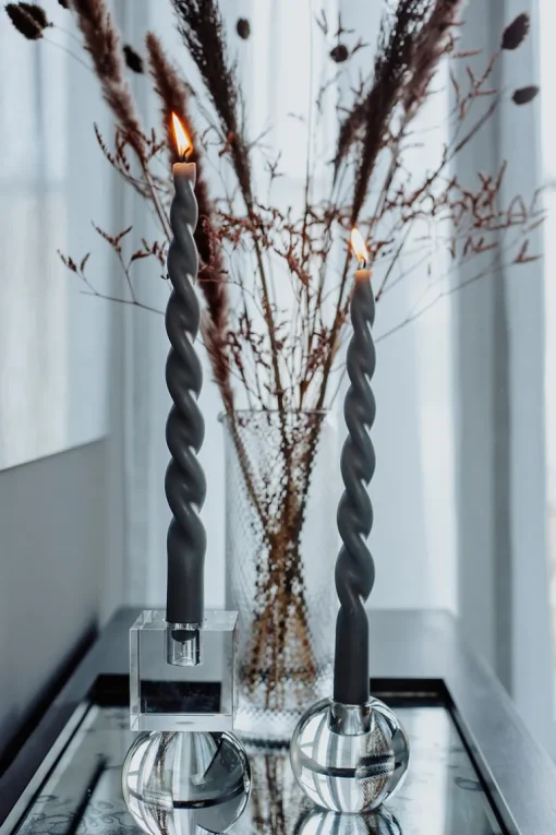 The Curly Candle Collection - Packed with 4 Pieces per box - Steel Grey Fully Curled